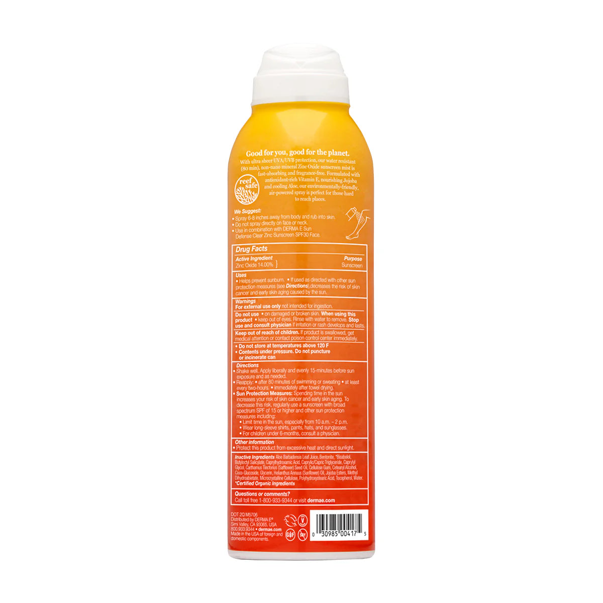 DERMA.E Ultra Sheer Mineral Sunscreen Mist SPF 30 - For Body