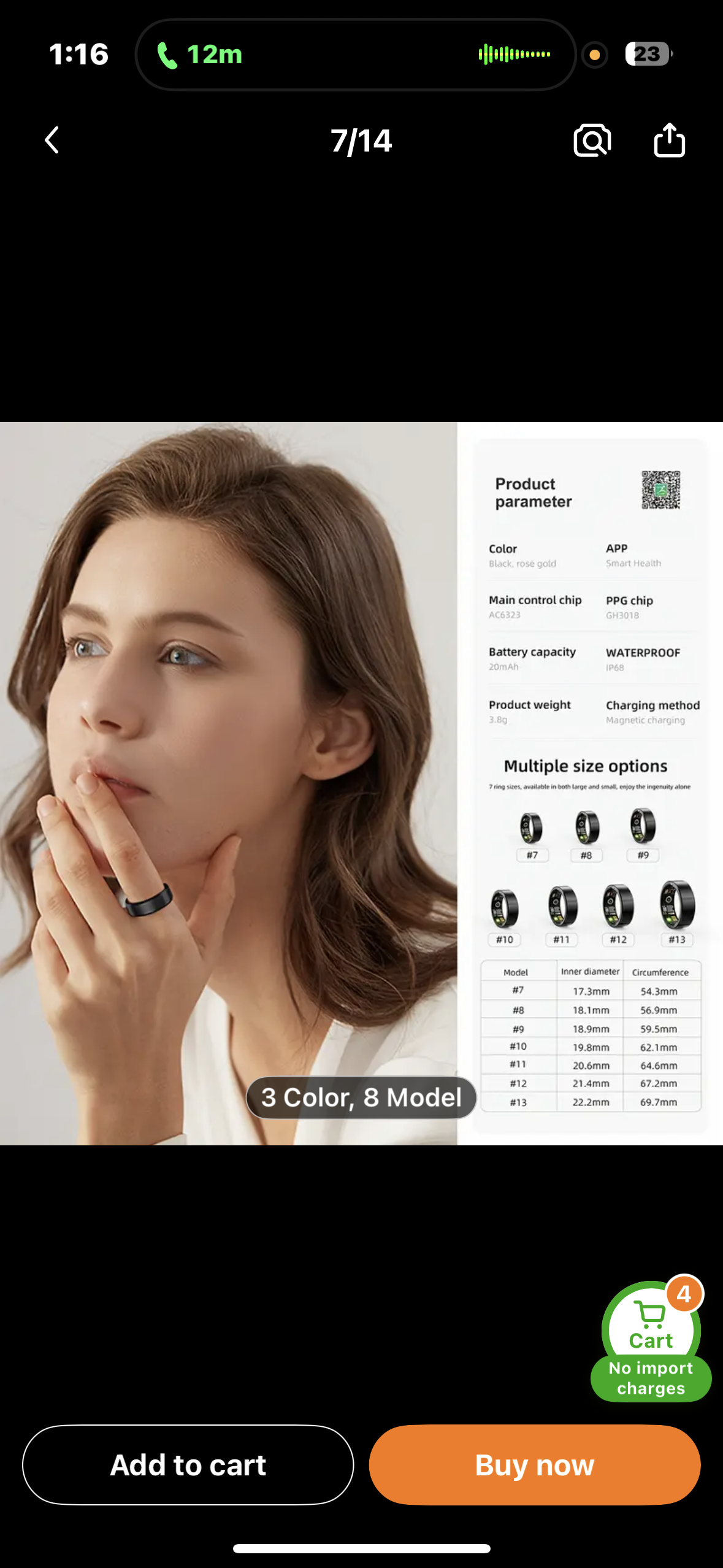 Smart Ring Size 11-Black
